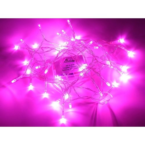 Kal-- Guirlande Lumineuse À Piles 40 Led - Pour Mariage, Décorations De Noël Rose