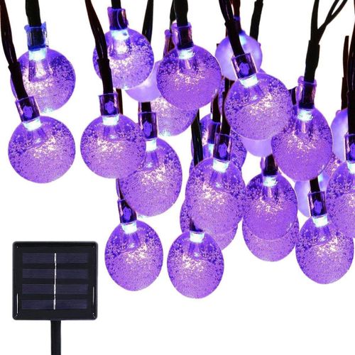 Kal-Led Lampes Solaires, Étanche 20ft 30 Led Boule De Cristal De Lumières D'intérieur Éclairage Extérieur Fée Globe Pour Le Jardin, Patio, Noël, Mariage, Maison, Décoration De Fête (Violet)