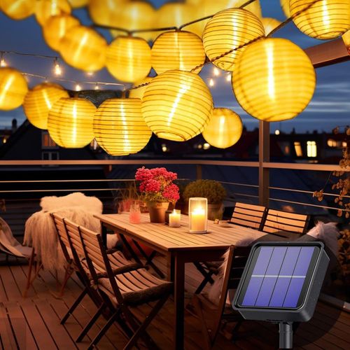 Kal-30 Led Lumières Solaires Extérieures, 8 Mètres 8 Modes - Imperméable - Conçu Pour L'éclairage Solaire Des Jardins, Balcons, Cours, Mariages, Noël, Fêtes (Blanc Chaud).