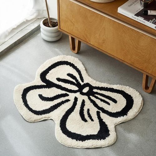 KAL-Petit Tapis De Bain Antidérapant En Microfibre Absorbant L'Eau, Pour Douche, Chambre À Coucher, Cuisine, Porte (60 X 80 Cm, Blanc)