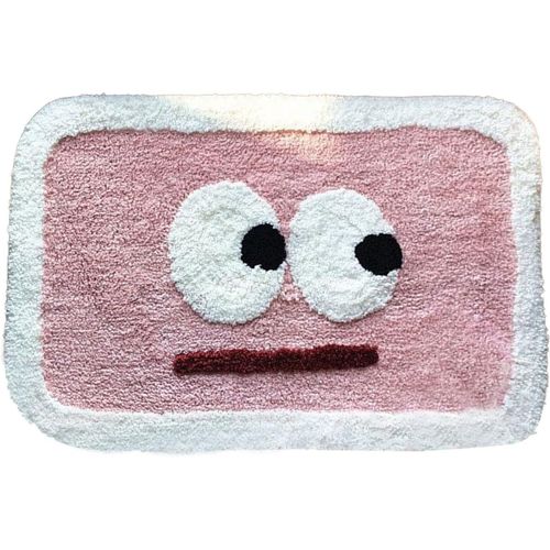 KAL-Tapis De Salle De Bain Tapis En Peluche Tapis D'Absorption D'Eau Tapis De Porte Intérieur Tapis De Bain Antidérapant Couverture De Sol Intérieure Accessoires De Salle De Bain (Yeux Roses)