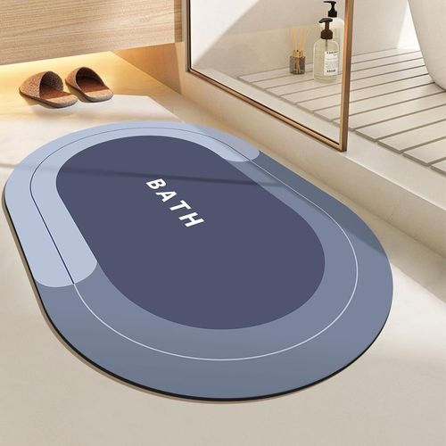 KAL-Tapis De Bain Antidérapant 40X60Cm,Tapis Salle De Bain Diatomite Absorbant, Tapis Douche Séchage Rapide,Pour Salle De (Bleu, 40 X 60 Cm)