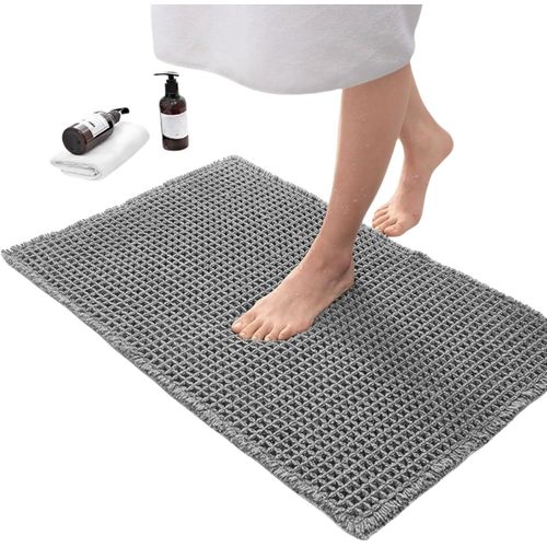 KAL-1 Tapis De Bain Antidérapant Lavable 43-46 Cm X 60-77 Cm, Style Bohème Doux, 4 Couleurs Disponibles, Pour Douche, Salle De Bain, Baignoire, Eitel (Gris 43 X 60 Cm)