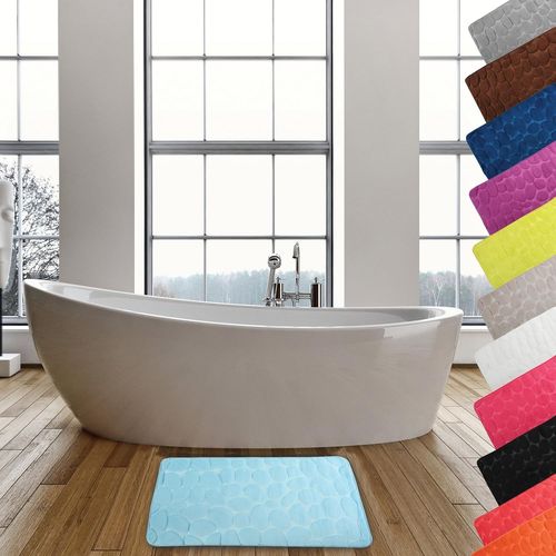 KAL-Tapis De Bain Microfibre Pebble 50X80Cm Bleu Clair