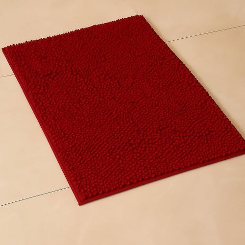 KAL-Loop Tapis De Bain En Chenille Doux Et Absorbant Pour Sol De Salle De Bain, Dos Antidérapant, Séchage Rapide - 45 X 60 Cm Et 50 X 80 Cm (Bordeaux, 50 X 80 Cm)
