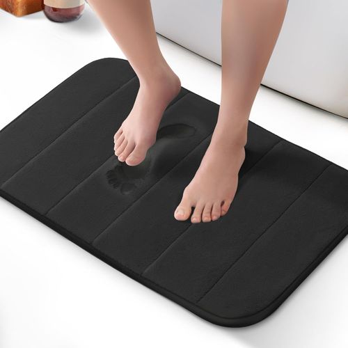KAL-Tapis De Bain En Mousse À Mémoire De Forme, Ultra Doux, Très Absorbant, Antidérapant, Lavable En Machine \U2013 Confort Luxueux Pour La Maison Et La Salle De Bain (Gris Clair, 40 X 60 Cm)