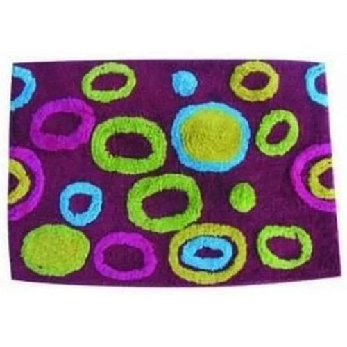 Kal-Tapis De Bain Coton 40x60cm Motif Ronds Multicolor Violet