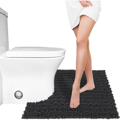 KAL-Tapis De Toilette En Forme De U, Tapis De Contour Doux Et Confortable Pour Le Sol De La Salle De Bain, 61 X 51 Cm, Tapis De Salle De Bain Antidérapant, Absorption Maximale, Séchage Rapide,