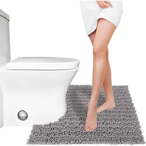 KAL-Tapis De Toilette En Forme De U, Tapis De Contour Doux Et Confortable Pour Le Sol De La Salle De Bain, 61 X 51 Cm, Tapis De Salle De Bain Antidérapant, Absorbant Maximal, Séchage Rapide,