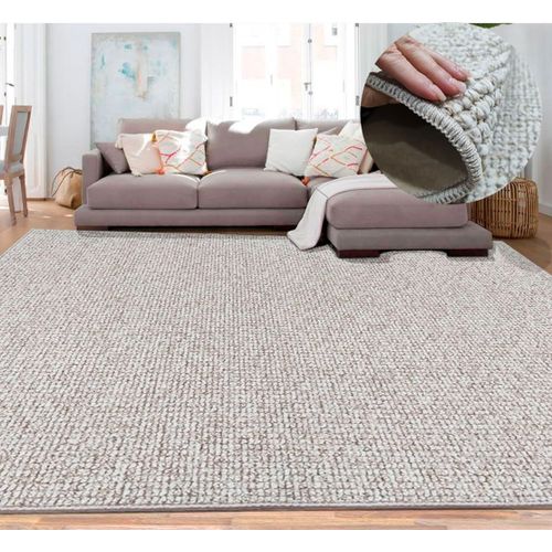 KAL-Petit Tapis - Grand Tapis Bouclés, Petit Tapis Rustique, Design Nordique, Disponible En Beige, 40 X 60 Cm