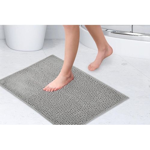 KAL-Noodle Tapis De Bain Antidérapant Doux Au Toucher Argenté 40 X 60 Cm