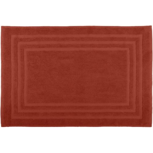 KAL-- Tapis De Bain - Taille 45X70 Cm - 100% Coton Bio - Couleur Terracotta - Modèle Lagune - Linge Pour La Maison - Doux Et Confortable - Idéal Pour La Salle De Bain