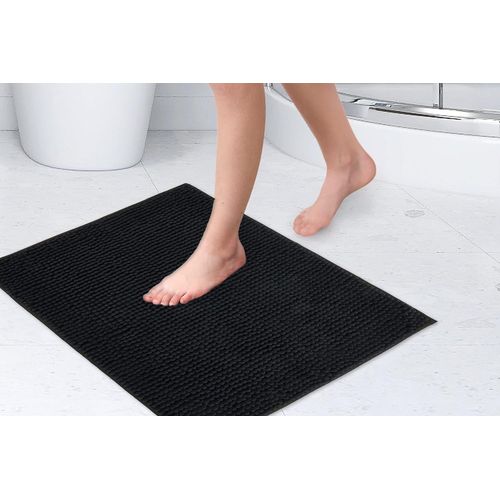 KAL-Noodle Tapis De Bain Antidérapant Doux Au Toucher Noir 40 X 60 Cm