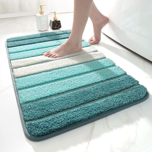 KAL-Tapis Salle De Bain Antiderapant 40 X 60 Cm, Extra Doux, Lavable En Machine, Absorbant L'Eau, Turquoise