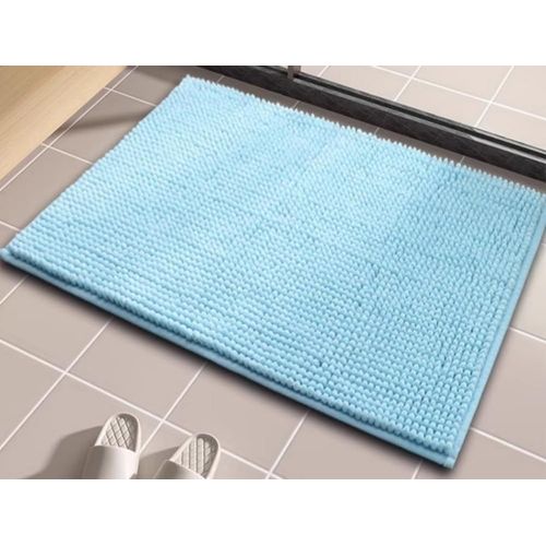 KAL-Tapis De Bain En Chenille Doux - Absorbant Et Antidérapant - Tapis Salle De Bain Moelleux Lavable En Machine - Bleu,50X80Cm