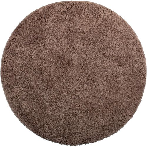 KAL-Tapis De Salle De Bain Ø 60 Cm Tapis De Bain Lavable Antidérapant Microfibre Douce Rond - Taupe
