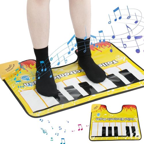 KAL-Tapis Toilette Pour Piano, Tapis Sol De Toilette Avec Clavier De Musique, Tapis De Piano De Toilettes Créatif, Tapis Piano Toilette, Tapis De Sol Pour Toilettes À Clavier Musical, Tapis Bain Musi
