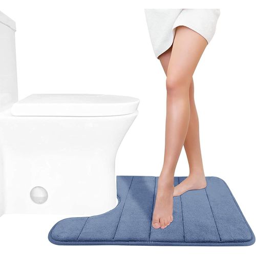 KAL-Tapis De Bain Antidérapant, 61 X 51 Cm, Super Absorption D'Eau, Épais, Lavable En Machine, Facile À Sécher, Tapis De Salle De Bain - Bleu Denim
