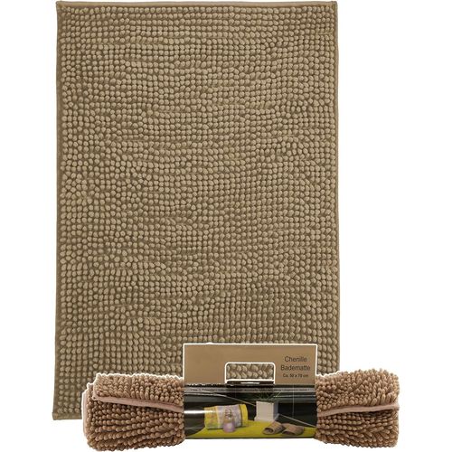 Kal-Tapis De Bain Chenille Exclussif Tapis De Douche Tapis De Bain Style Shaggy Crème, Vert, Turquoise, Bordeaux, Gris Et Taupe, Env. 50 X 70 Cm De