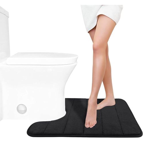 KAL-Tapis De Bain Antidérapant, 61 X 51 Cm, Super Absorption D'Eau, Épais, Lavable En Machine, Facile À Sécher - Noir
