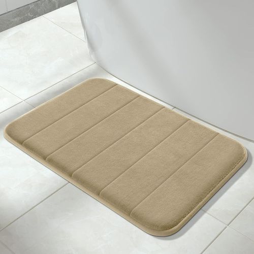 KAL-Tapis De Bain Antidérapant, 61 X 43 Cm, Super Absorption D'Eau, Épais, Lavable En Machine, Facile À Sécher - Camel