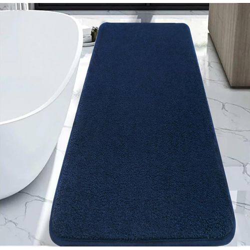 KAL-Tapis Salle De Bain, Tapis De Bain Bleu Marine 50X120Cm, Microfibre Tapis Absorbant Antidérapants Lavable En Machine