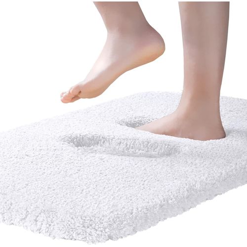 KAL-Tapis De Bain Extra Epais Tapis Salle De Bain Antidérapant Tapis Sortie De Douche Très Absorbant Tapis De Sol Salle De Bain Ultra Doux En Microfibre Lavable En Machine 50 X 80Cm,Blanc