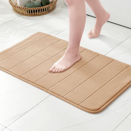 KAL-Tapis De Bain Antidérapant En Mousse À Mémoire \U2013 Ultra Doux, Absorbant, Séchage Rapide, Lavable En Machine, Tapis De Salle De Bain Pour Douche, Baignoire \U2013 40X60 Cm Camel