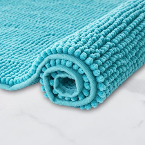 KAL-Tapis De Bain Antidérapant En Chenille | Super Absorbant Et Lavable En Machine | Pour La Salle De Bain, Douche, Baignoire Ou Comme Tapis Wc | Turquoise - 45X45 Cm