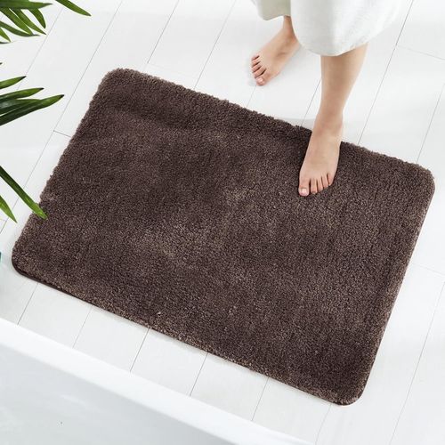 KAL-Tapis De Salle De Bain, 70 X 120Cm Moelleux Microfibre Absorbant Antidérapant Tapis De Bain, Tapis De Bain Lavable Pour Baignoire, Douche Et Salle De Bain (Marron Foncé)