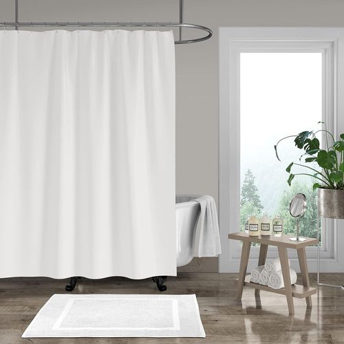 KAL-Tapis De Bain 100% Coton Épais 750G/M² - 50X70 Cm - Blanc - Doux, Absorbant, Lavable