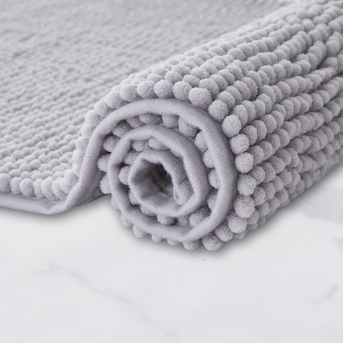 KAL-Tapis De Bain Antidérapant En Chenille | Super Absorbant Et Lavable En Machine | Pour La Salle De Bain, Douche, Baignoire Ou Comme Tapis Wc | Gris - 40X60 Cm