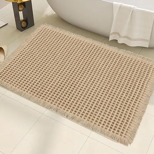 KAL-Tapis De Bain Gaufré, Super Absorbant, Antidérapant, Lavable En Machine, Envers En Caoutchouc Ultra Doux, Pour Salle De Bain, Salon, 43,2 X 61 Cm, Marron