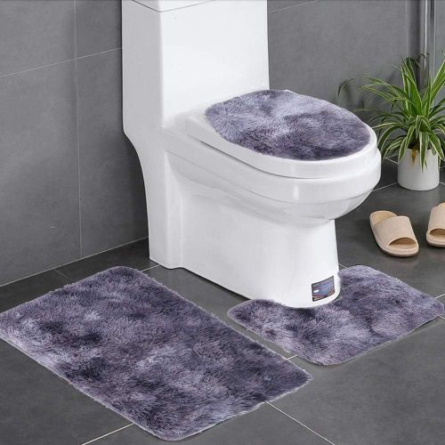 KAL-3 Pièces Tapis De Salle De Bain Ensemble Doux Antidérapant Couvercle De Toilette Couvercle De Bain Tapis De Contour Tapis Décoration(2#)