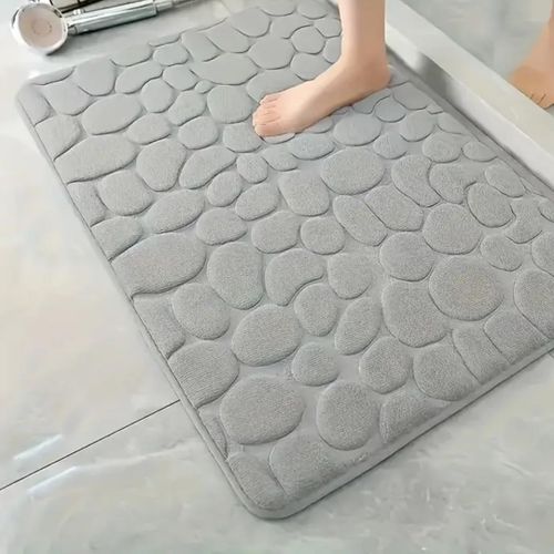 KAL-- Tapis De Bain Antiderapant ¿ Absorbant Pour Salle De Bain Et Autres Pièces¿ Épais Et Doux ¿ Tapis Gris, Beige, Ou Blanc, Facile À Entretenir (Gris)