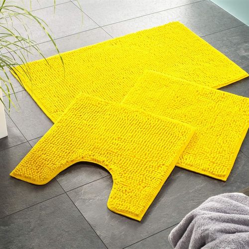 KAL-Tapis De Bain 45X45 Cm - Jaune - Antidérapant, Absorbant Et Doux - Sets Modulables Tapis Salle De Bain