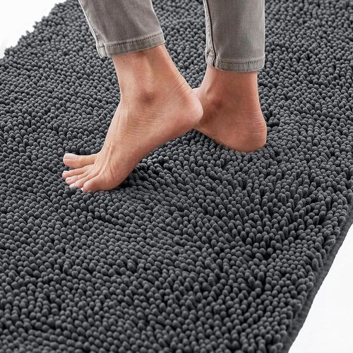 KAL-Tapis De Bain Antidérapant Lavable - Doux Et Absorbant - Pour Salle De Bain - Chenille - 40 X 60 Cm