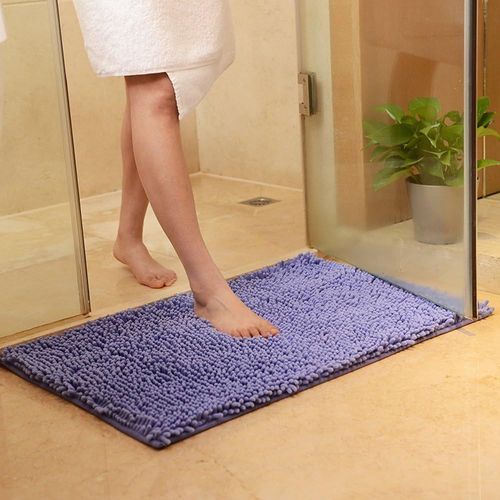Kal-Soft Shag Tapis De Bain Tapis Cuisine Porte Pieds De Porte Tapis Antidérapant Bande Absorbant Paillasson Tapis De Bain Douche Shaggy Tapis - 50 X 80 Cm, Violet
