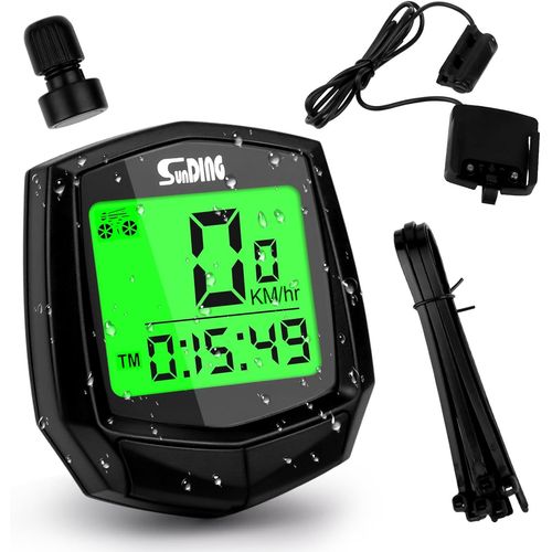 Kal-Compteur De Vélo Numérique, Tacho, Compteur De Vélo, 14 Fonctions, Étanche Ip54, Avec Écran Rétroéclairé, Écran Lcd Hd, Compteur Kilométrique Automatique Filaire