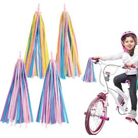 Kal-4 Pièces Vélo Guidon Streamers, Enfant Vélo Rubans Tassel Guidon, Glands Décoration Pour Vélo Pour Enfants, Poignee Velo Enfant Streamers, Facile À Attacher Au Guidon De Vélo De Scooter(2styles)