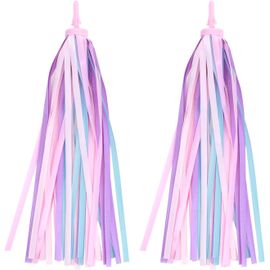 Kal-1 Paire Accessoire Velo Enfant Rubans Décoratifs Pour Guidon De Vélo Et Trottinette Enfant Franges Colorées En Pvc Et Polyester Résistantes Et Faciles À Installer Pour Tous Types De Vélos Enfants
