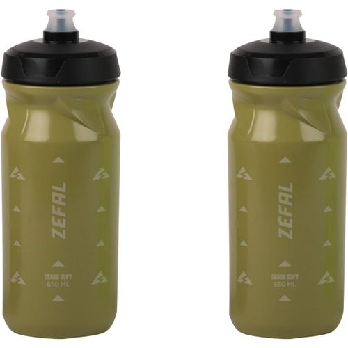 Kal-Pack Sense Soft 65 Bidon Velo Et Vtt- Lot De Deux Gourdes Sport Souples Et Inodores - Bidon Eau Sans Bpa - Tetine Silicone - Vert Olive, 2 X 650 Ml