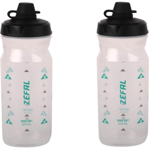 Kal-Pack Sense Soft 65 No-Mud - Lot De Deux Bidons Velo Et Vtt - Gourde Sport Souple Et Inodore - Bidon Eau Sans Bpa - Tetine Silicone - Translucide, 2 X 650 Ml