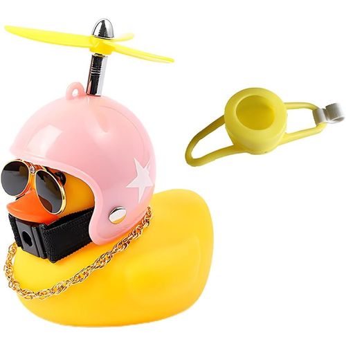 Kal-Petit Canard Jaune Sonnette Velo Enfant, Klaxon Velo, Accessoire Velo, Canard En Plastique, Sonnette Velo Adulte, A (Rose)