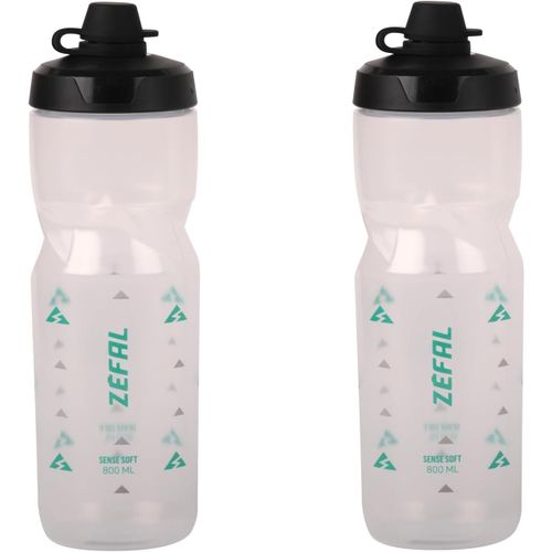 Kal-Pack Sense Soft 80 No-Mud - Lot De Deux Bidons Velo Et Vtt - Gourde Sport Souple Et Inodore - Bidon Eau Sans Bpa - Tetine Silicone - Translucide, 2 X 800 Ml