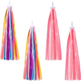 Kal-Lot De 2 Paires De Rubans Pour Guidon De Vélo, Scooter, Serpentins Arc-En-Ciel Pour Vélo, Tricycle, Accessoires De Décoration, Accessoires Pour Filles Et Garçons, Faciles À Attacher