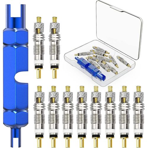 Kal-18pc Presta Valve Cores Obus, Valve Presta Set Avec Demonte Obus Valve, Adaptateur Valve Velo, Adaptateur Valve Presta Pour Application Pneu Vélo Réparation Vélos