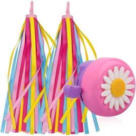 Kal-Sonnette De Vélo Enfant Et Bike Banderoles, Cloche De Bicyclette, Accessoires De Vélo Enfants Ruban Tassel Pour Guidon De Vélo, Enfants Vélo Banderoles Glands(3 Pièces)