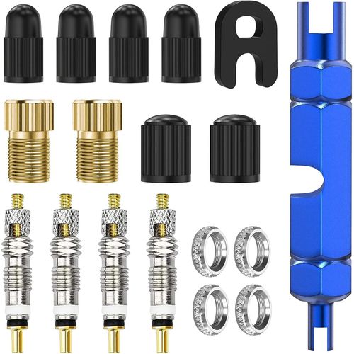 Kal-18pc Presta Valve Cores Obus, Valve Presta Set Avec Demonte Obus Valve, Adaptateur Valve Velo, Adaptateur Valve Presta Pour Application Pneu Vélo Réparation Vélos