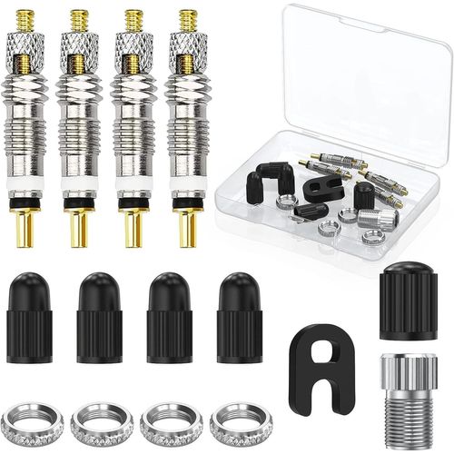 Kal-15pc Presta Valve Cores Obus, Valve Presta Set Avec Demonte Obus Valve, Adaptateur Valve Velo, Adaptateur Valve Presta Pour Application Pneu Vélo Réparation Vélos